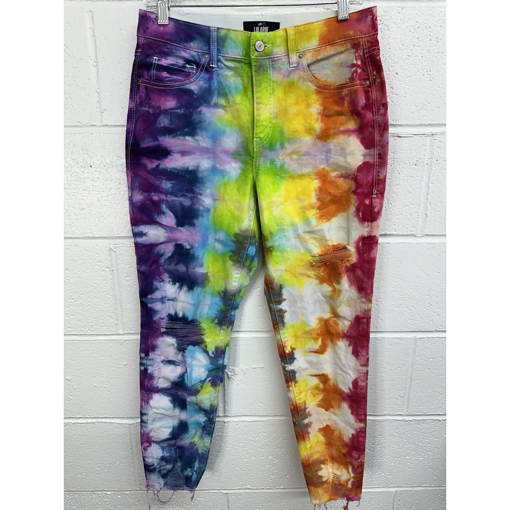 HTF Lularoe Simply Comfortable Rainbow Tie Dye Skinny Jeans / Women's 30